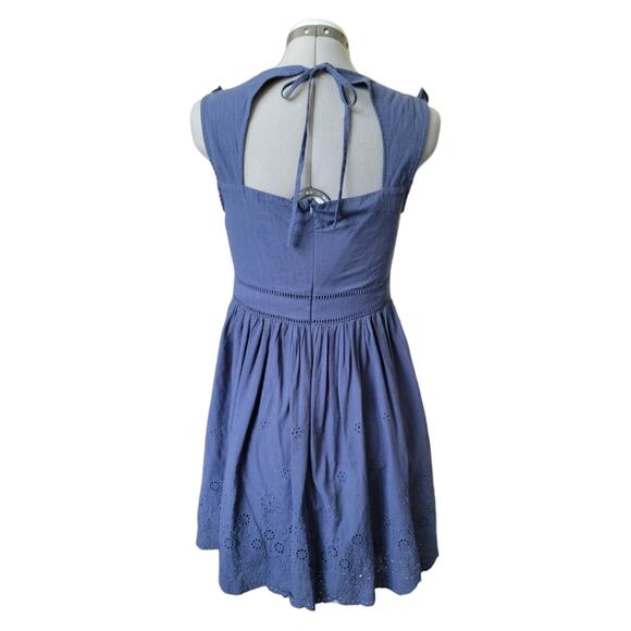 Altar'd State Ruffled Eyelet Dress Women’s Size M Open Back Scalloped Hem Blue - Picture 5 of 9